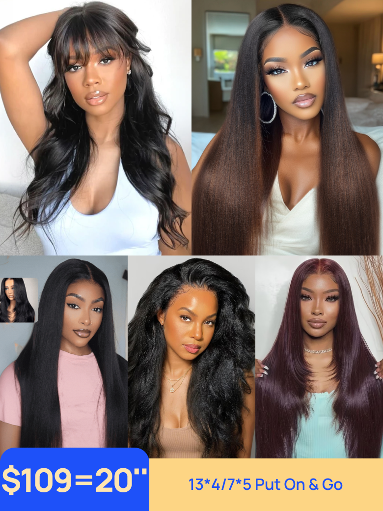 Nadula Flash Sale Yaki Straight And Kinky Straight Hair Wigs Put On And Go Glueless Human Hair Wigs