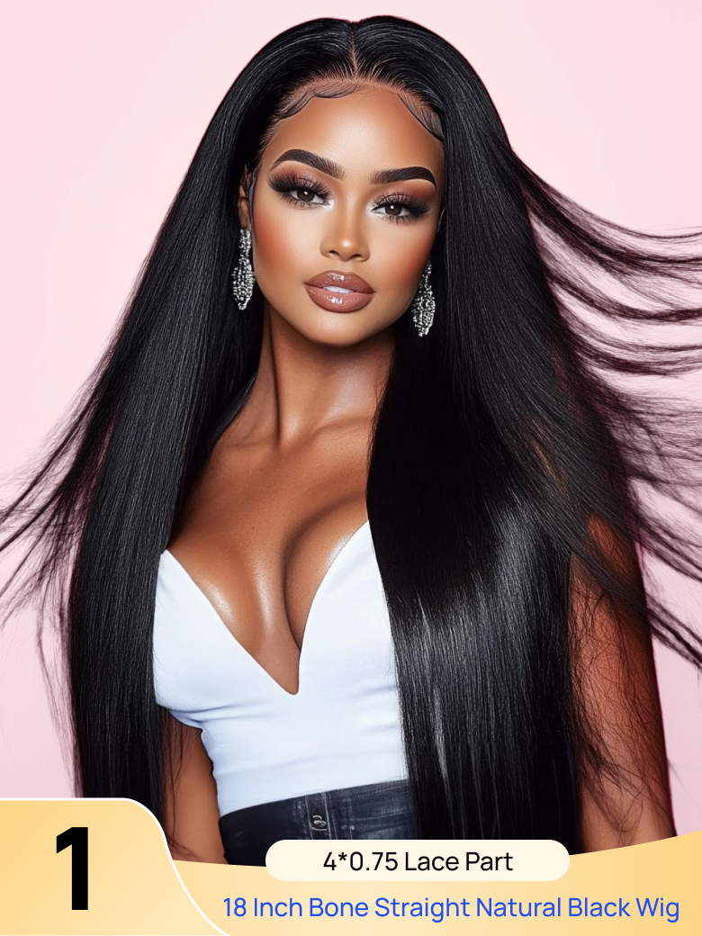 
    $129=2 Wigs | Nadula 14 Inch T Part Straight Wig and 12 Inch Bouncy Curls Glueless Wig with Bang