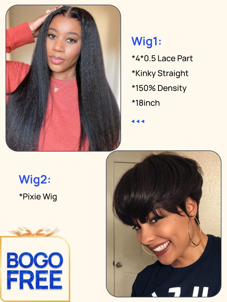 $79=2 Wigs | Nadula Flash Sale 18 Inch 4x0.75 Lace Part Water Wave Wig And 6 Inch Pixie Cut Bob Wig Glueless Human Wigs
