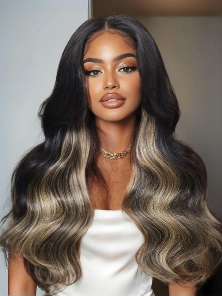 Nadula 7x5 Loose Wave Closure Wig 1B/Gray Blonde Highlights Bye