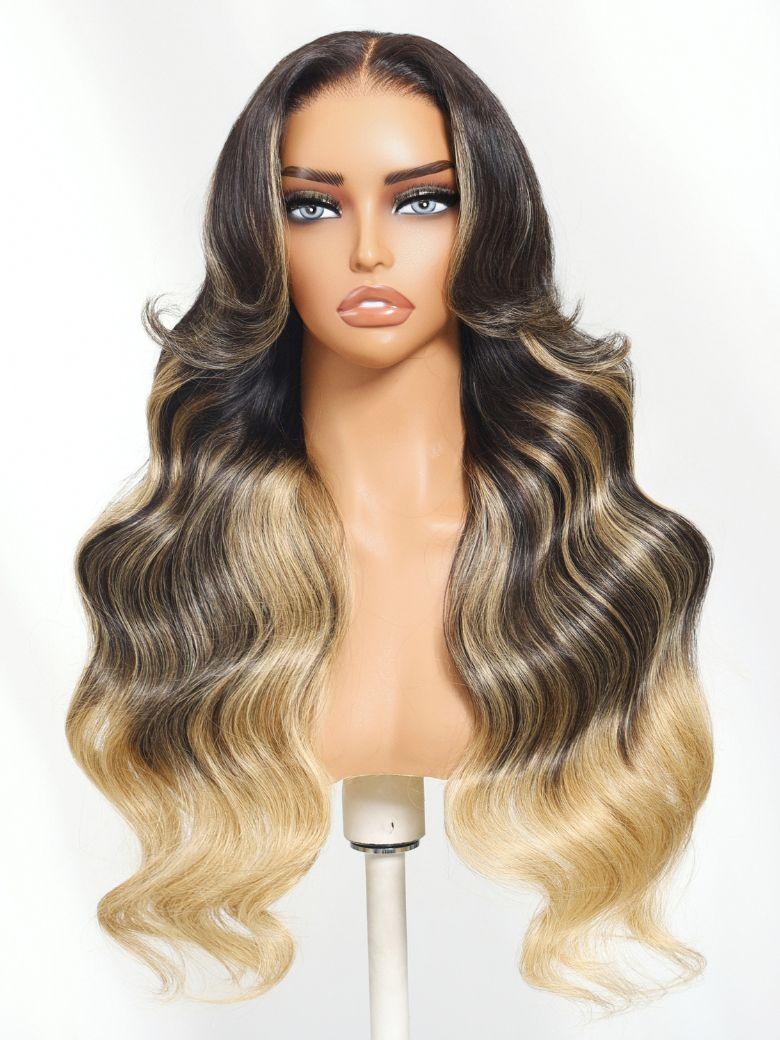 Nadula 7x5 Bye Bye Knots Balayage Highlight Ash Blonde with Dark Roots Wig Put On And Go Human Hair Wigs