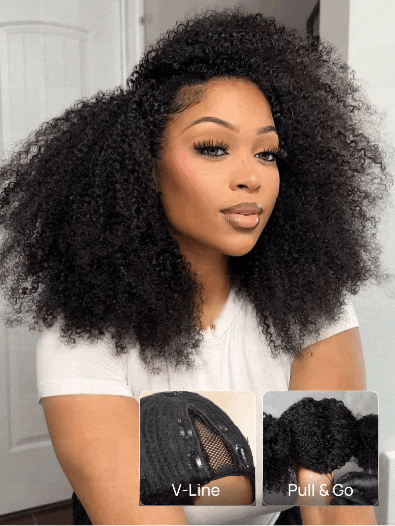 Nadula EasiContour ™ Glueless Afro Kinky Curly V Part Coily