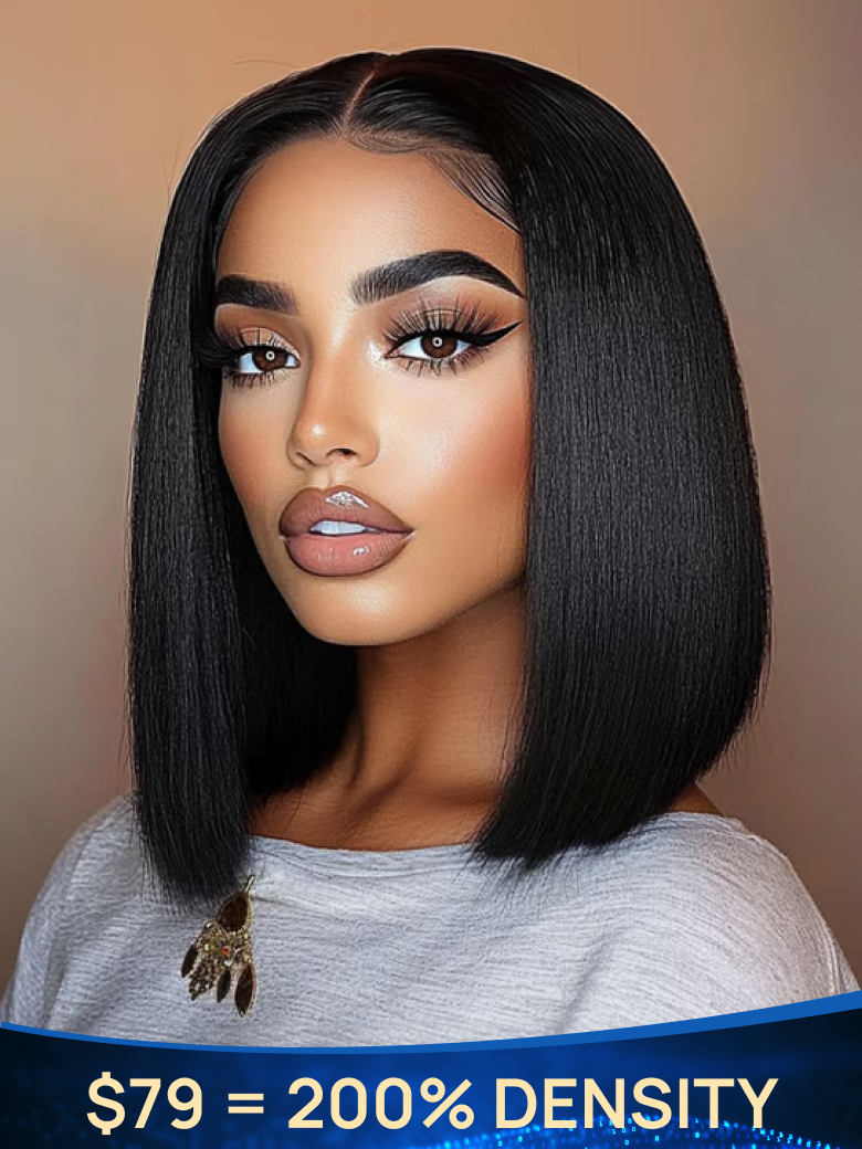 $79=200% Density Breathable Cap | Nadula Flash Sale Silky Blunt Cut Glueless 2x6 Lace Closure Wig Shoulder Length Bob Wigs Pre Plucked & Bleached Lace Wigs