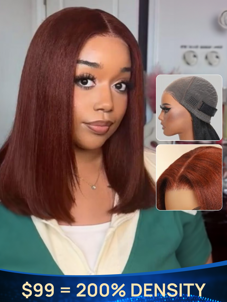 Nadula Flash Sale 13x4 Lace Frontal And 7x5 Byebye Knots Pre-Cut Lace Reddish Brown Colored Bob Wigs Glueless Human Hair Wigs