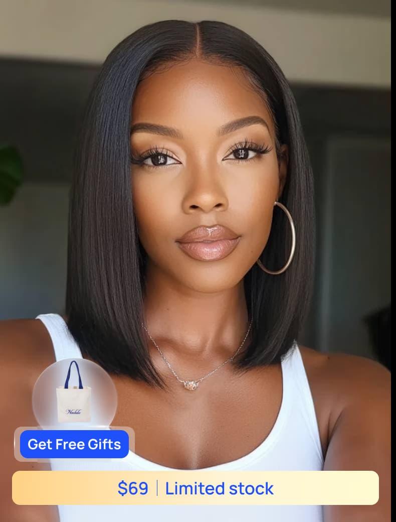 Nadula Flash Sale 7x5 Byebye Knots Pre-Bleached Lace Yaki Straight