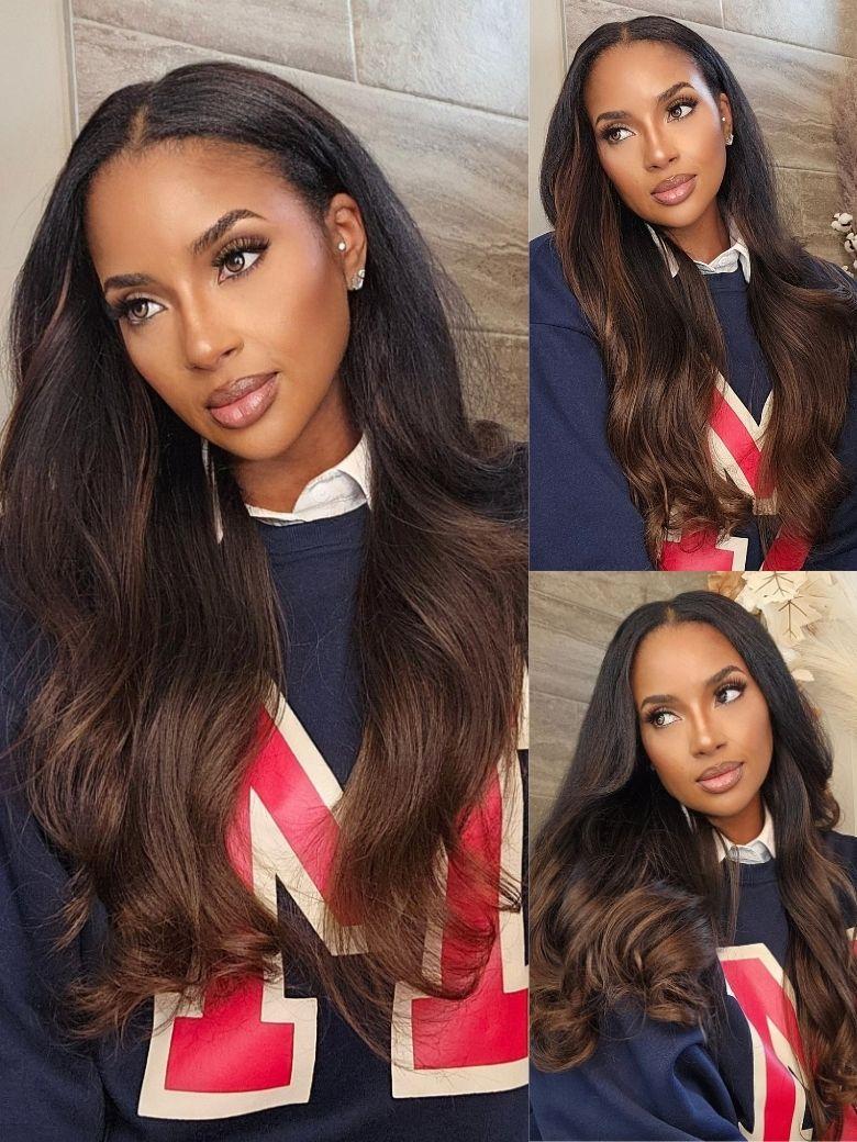Nadula Body Wave Chestnut Brown Ombre Color 3 Bundles with 4x4 Inch Free Part Lace Closure 100% Human Hair2