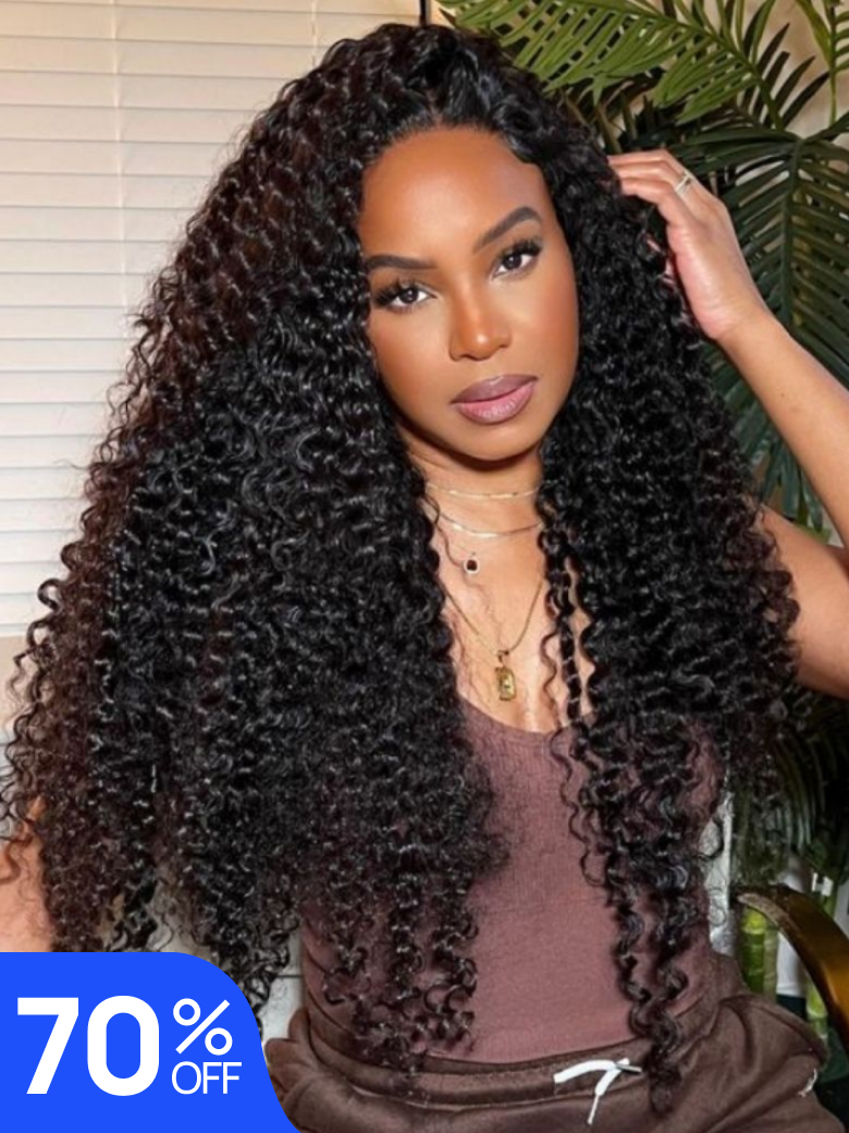 Nadula Flash Sale 7x5 Byebye Knots Invisible Lace And 4x0.75 Lace Part Kinky Curly Human Hair Wig Pre-Plucked Natural Hairline