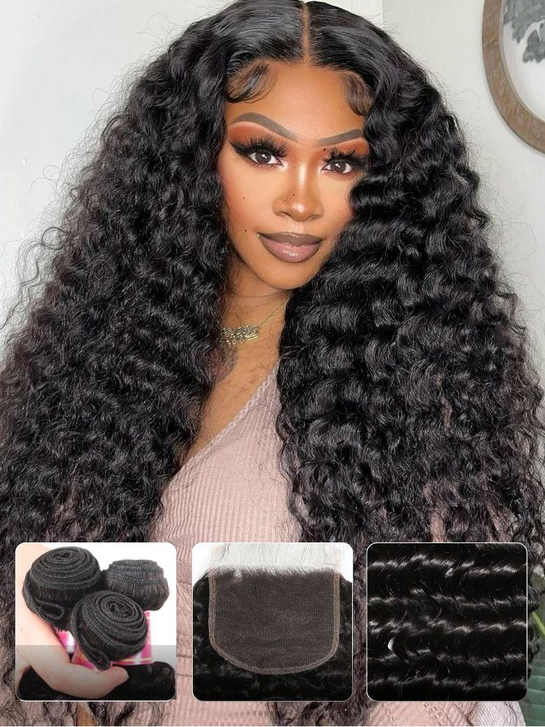 Nadula 5x5 Deep Wave HD Lace Closure With 3 Bundles