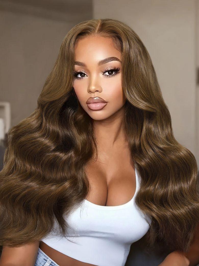 Nadula 13x4 Pre everything™ Light Auburn Brown With Curtain Bangs