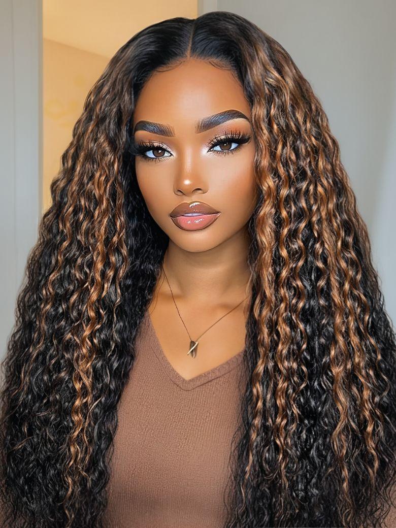 Nadula 7x5 Ombre Brown Highlight Water Wave Bye Bye Knots