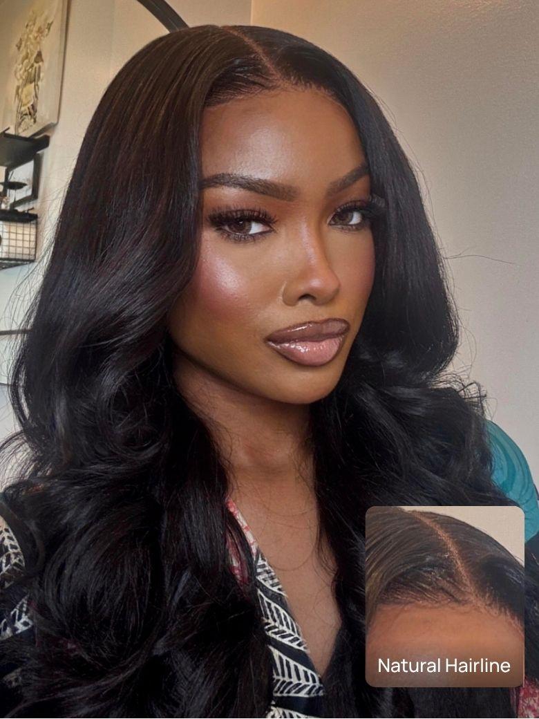 
    Nadula 7x5 Yaki Wavy Bye Bye Knots Wig Soft Flip Out Bang Curl Style Put on and Go Human Hair Wigs