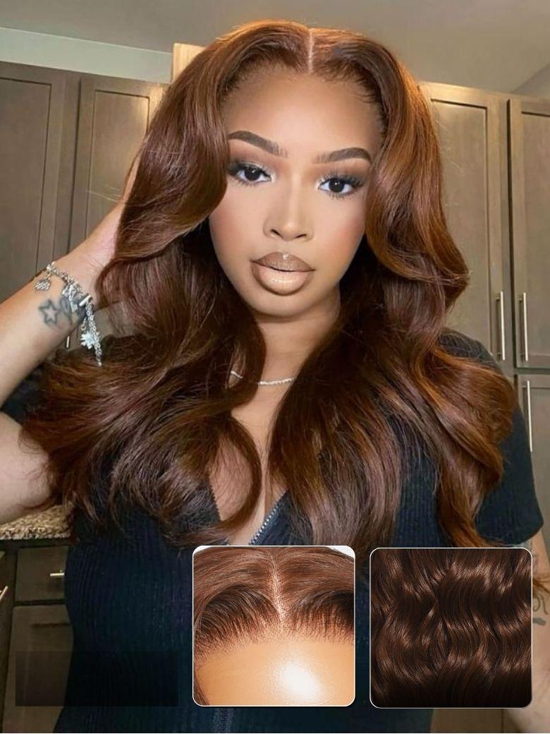 Nadula 13x4 Pre everything™ Medium Chocolate Brown With Curtain Bangs