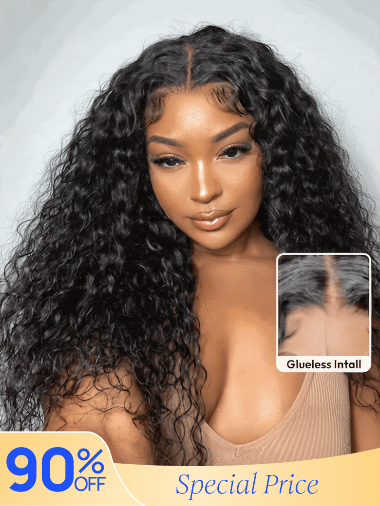 Nadula Flash Sale Water Wave Wigs Headband Wig And 7x5 Byebye Knots Invisible Lace Put On And Go Human Hair Wigs