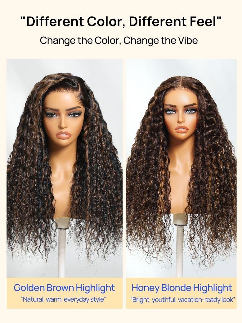Nadula 7x5 Golden Brown Highlight Wig Water Wave Bye Bye3