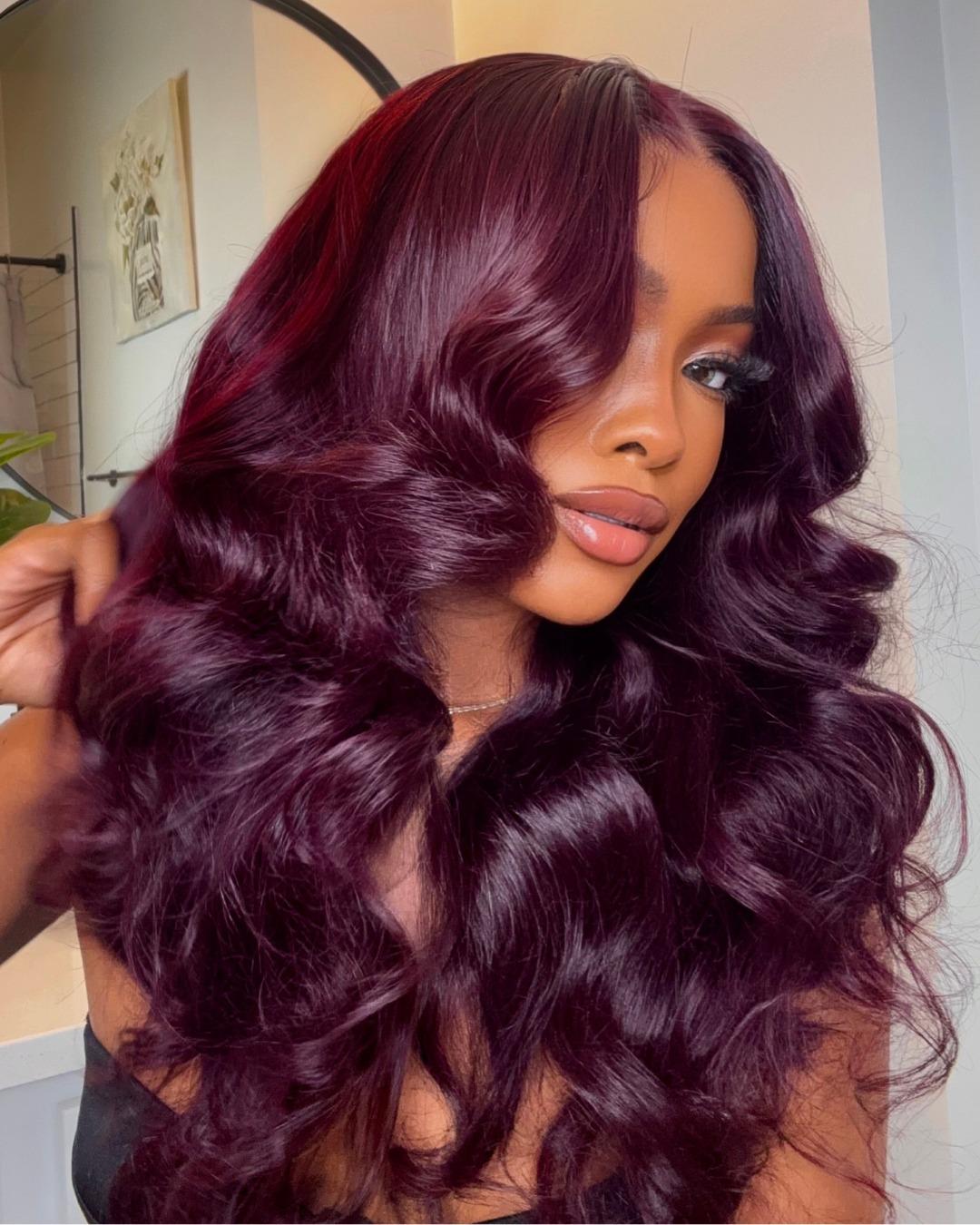 Nadula 1PC Body Wave Burgundy Plum Color 4x4 Inch Free Part Lace Closure 100% Human Hair2