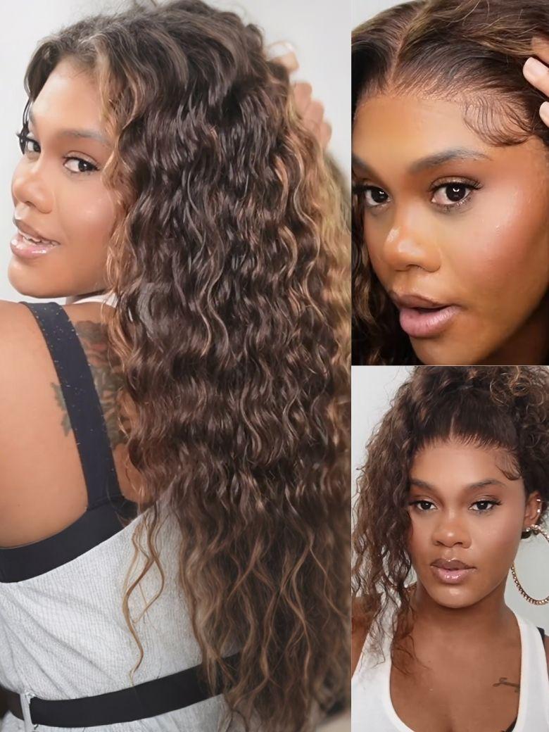 Nadula 7x5 Bye Bye Knots Water Wave Highlight Wig Deep