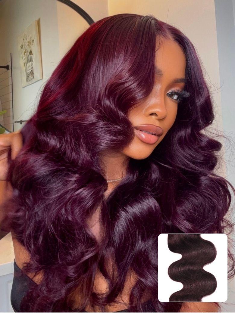 Nadula Burgundy Plum Color Body Wave Virgin Human Hair Weave 1 Bundle 12-26 Inch Free Fast Shipping