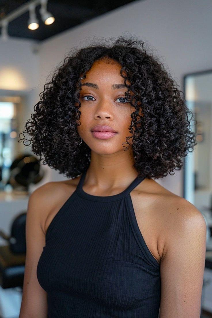 curly layered haircut Oval Face