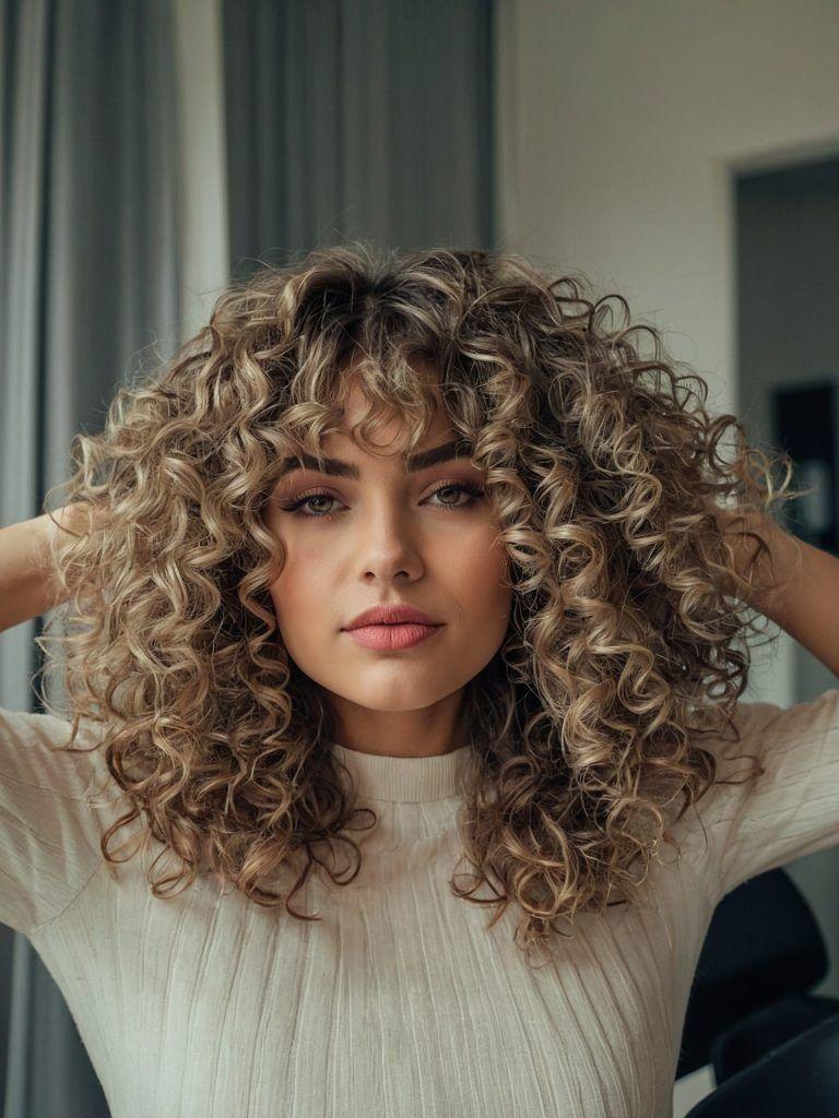 curly layered haircut Diamond Face