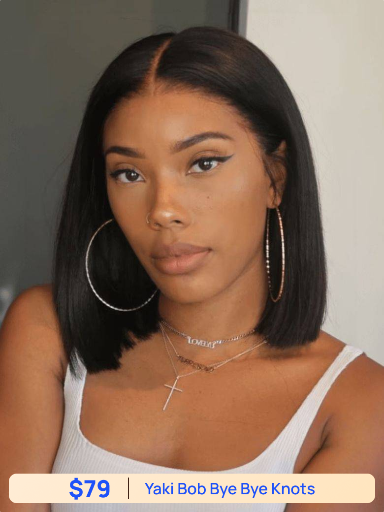 Nadula Flash Sale Yaki Straight Bob Wigs 7x5 Pre-Bleached Natural Looking Glueless Wig Put On And Go Invisible Lace
