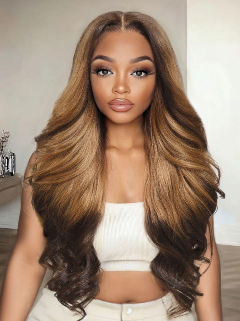 
    Nadula Flash Sale 7x5 Pre Bleached Loose Body Wave Black to Chestnut Brown Color Put On And Go Wig