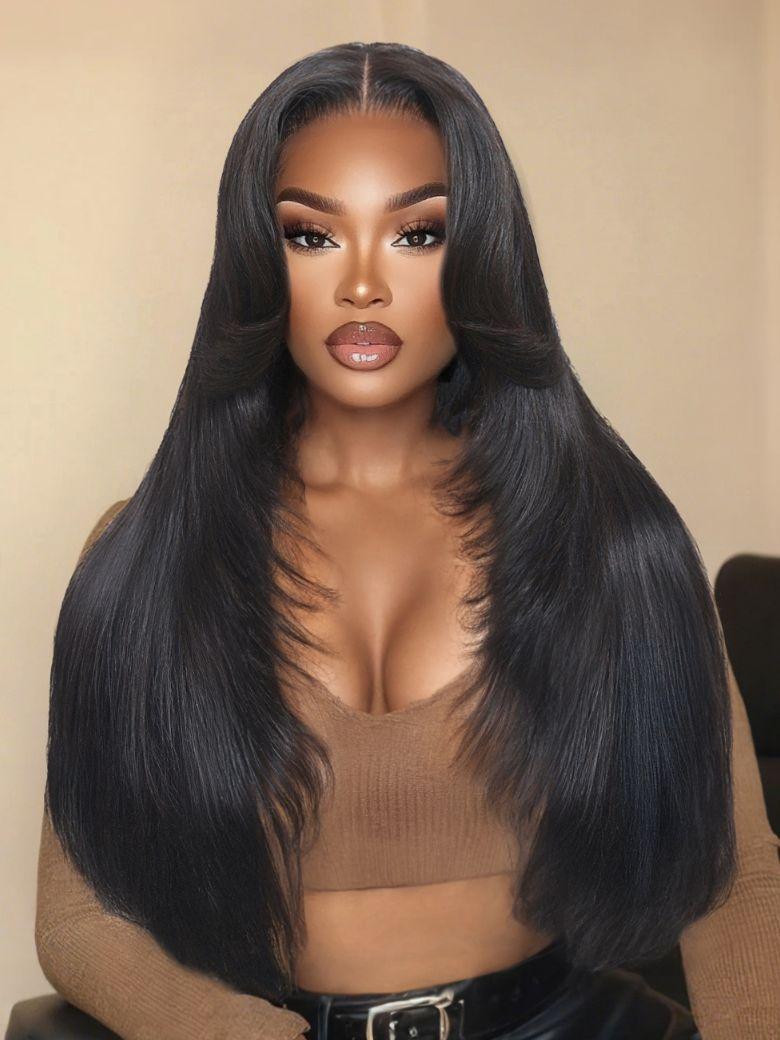 Nadula 13x4 Pre everything Straight Feathered Layers Blowout Volume Look