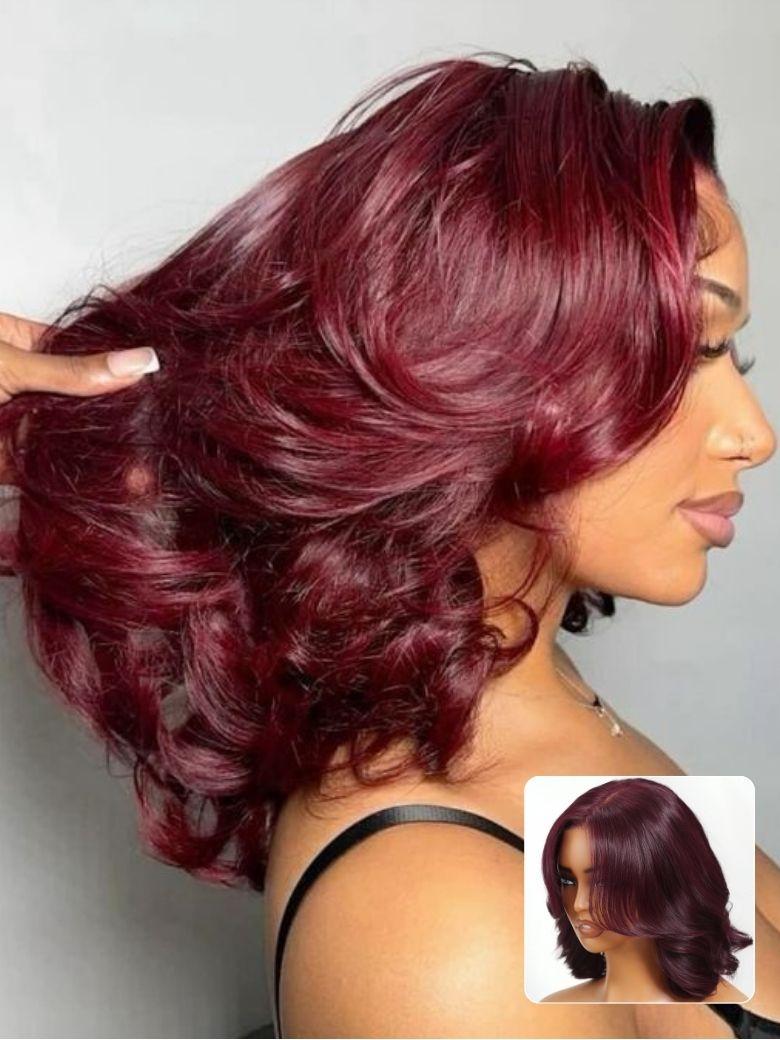 Nadula 7x5 Byebye Knots Wig Black Cherry Red Bob Wig2