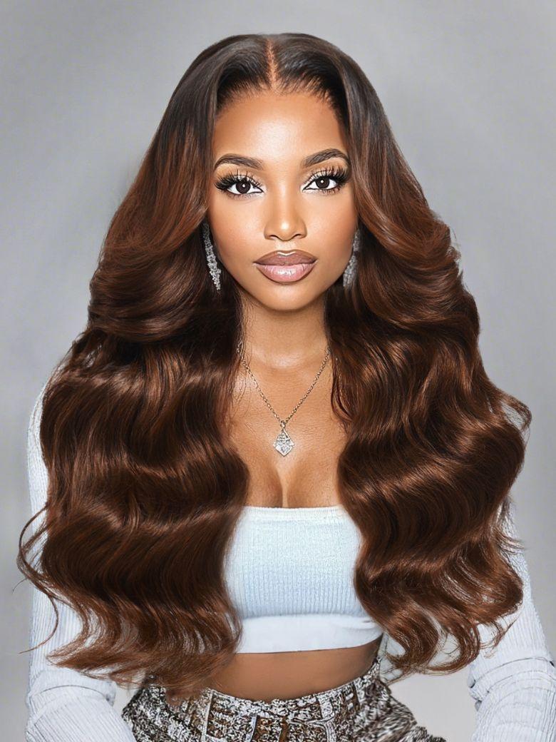 Nadula 13x4 Pre everything™ Dark Root to Mocha Brown Ombre Loose Body Wave Ear To Ear Lace Glueless Wig with Drawstring