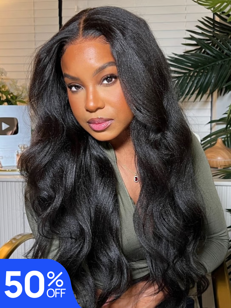 Nadula 7x5 Yaki Wavy Bye Bye Knots Wig Soft Flip