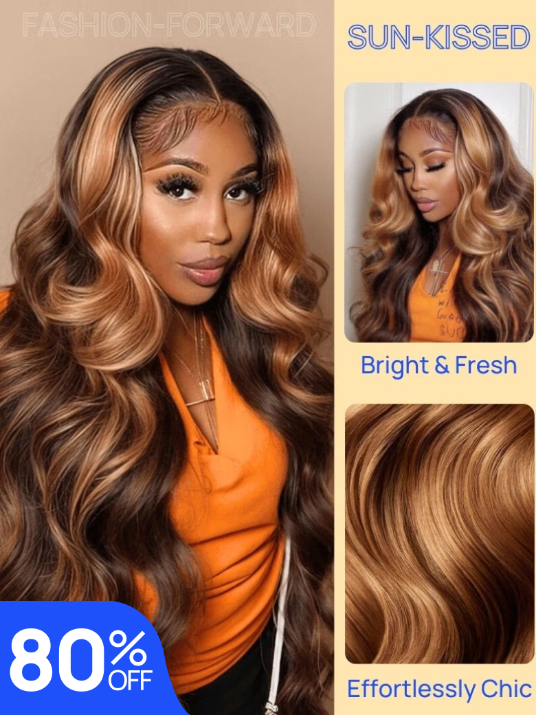 Nadula Flash Sale Honey Blonde Highlight Body Wave Invisible Lace
