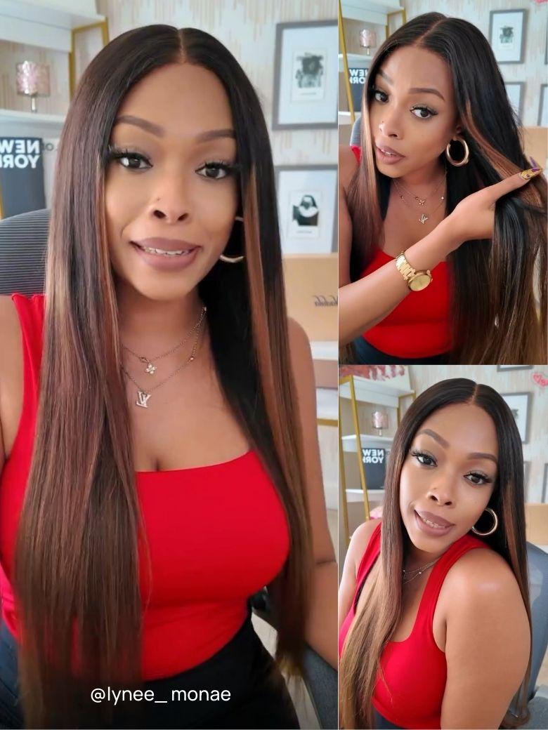 Nadula 7x5 Chestnut Brown Ombre Yaki Straight Put On and3