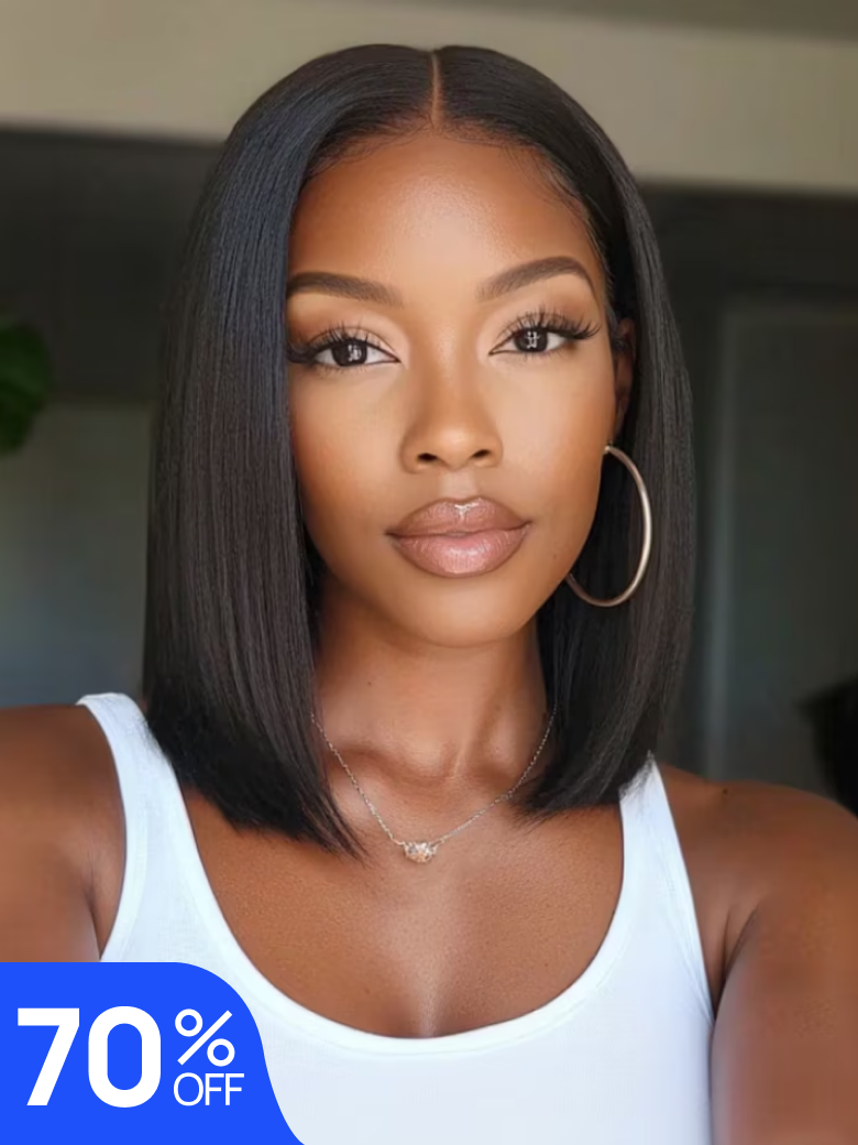 Nadula Flash Sale Straight And Yaki Straight Wigs Invisible Lace Put On And Go Glueless Human Hair Wigs