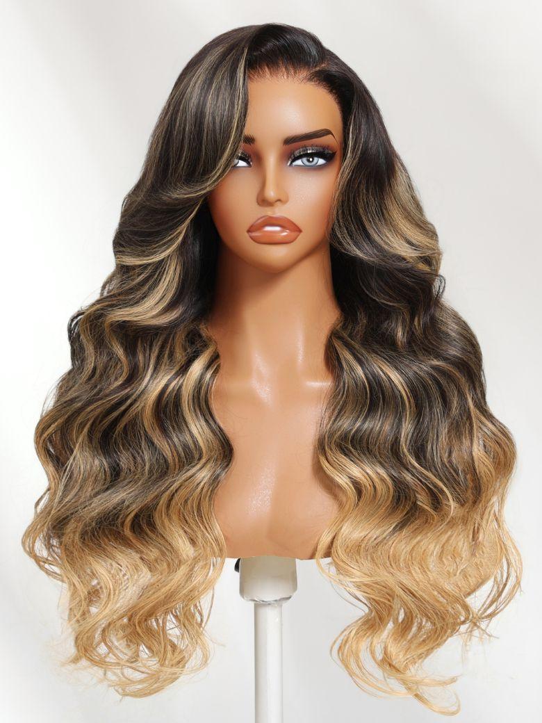 Nadula 7x5 Bye Bye Knots Balayage Highlight Ash Blonde with Dark Roots Wig Put On And Go Human Hair Wigs