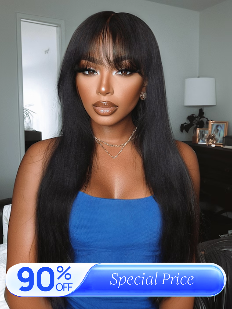 Nadula Flash Sale Yaki Straight Layered Wig with Bangs Glueless