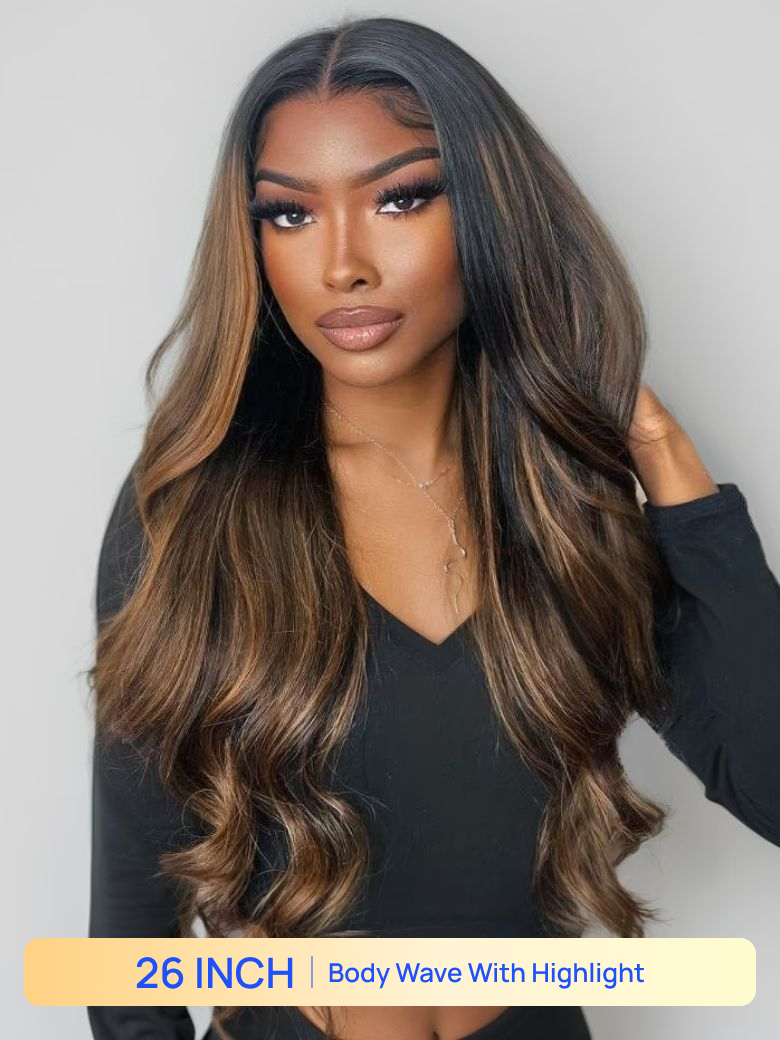 BOGO Free | Nadula 26Inch 7x5 Invisible Knots Brown Highlight
