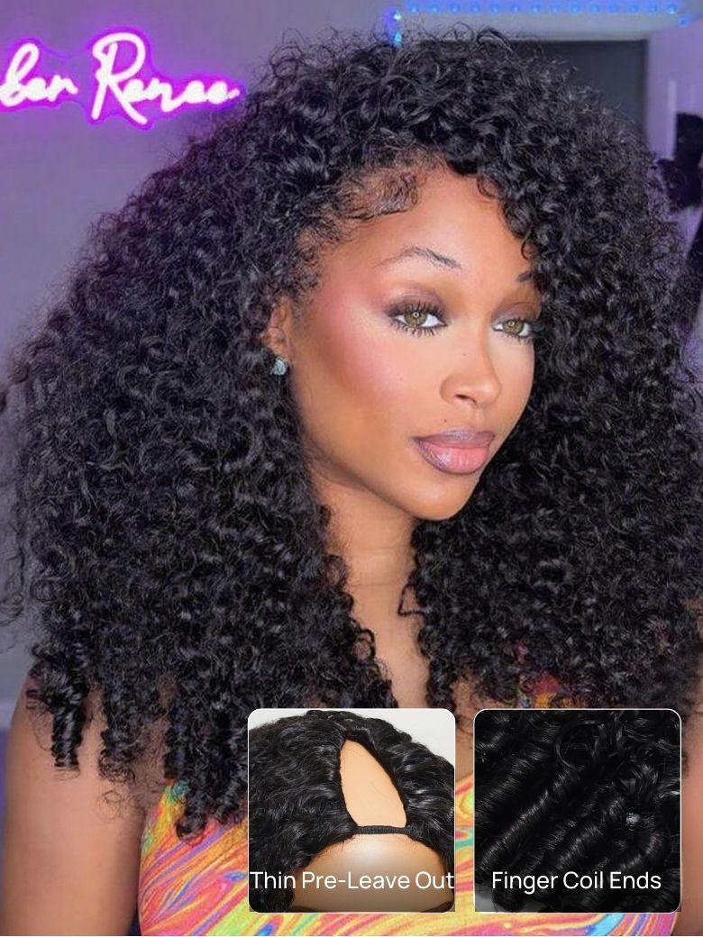 Nadula ScalpLook™ Glueless Kinky Curly V Part Layered Coily Wigs