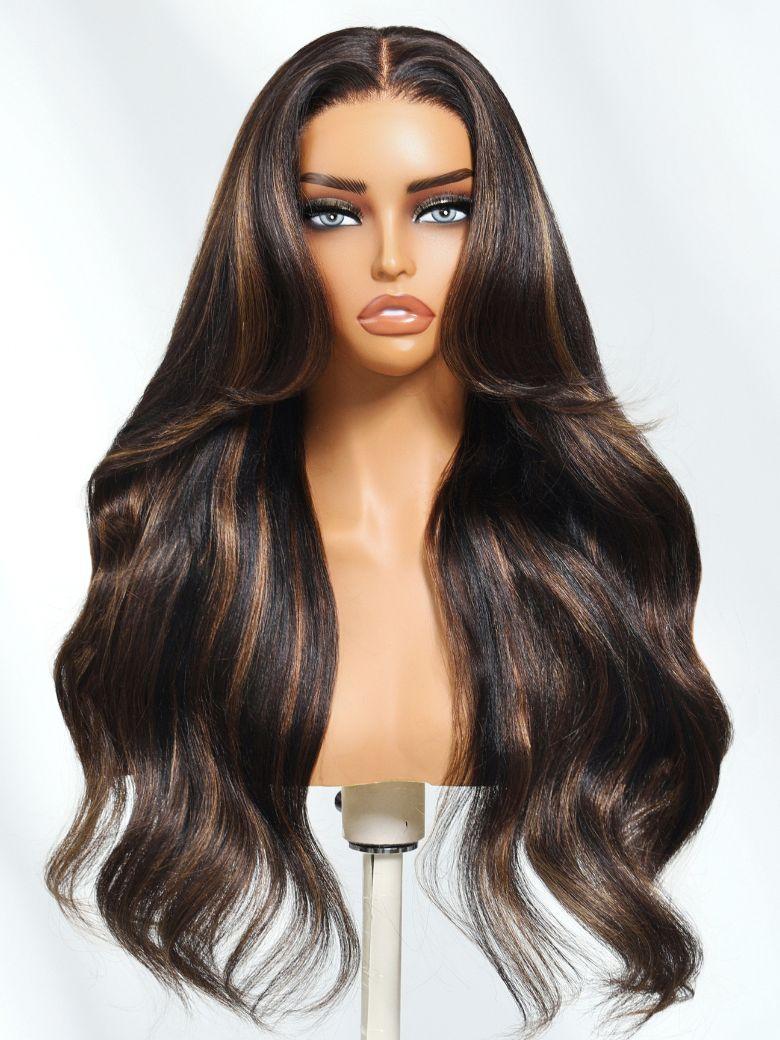 Nadula 13x4 Pre everything™ Yaki Straight Hair Chestnut Brown Highlight Loose Wave Wig Put on and Go Human Hair Wigs