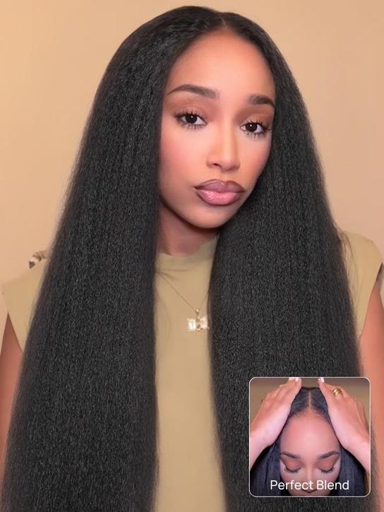 Nadula New V Part Yaki Straight Glueless Human Hair Wigs