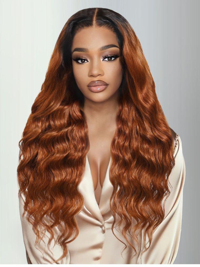 Nadula 13x4 Pre everything™ Reddish Copper Brown Soft Beachy Curls