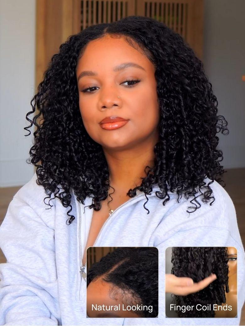 Nadula ScalpLook™ Glueless Burmese Curly Wig With Finger Coil Ends V Part Layered Coily Wigs No Leave Out