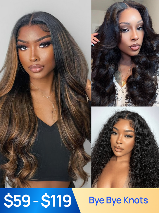 $59-$119 Byebye Knots Flash Sale | Nadula Body Wave And Water Wave Pre-Bleached Glueless Human Hair Wigs