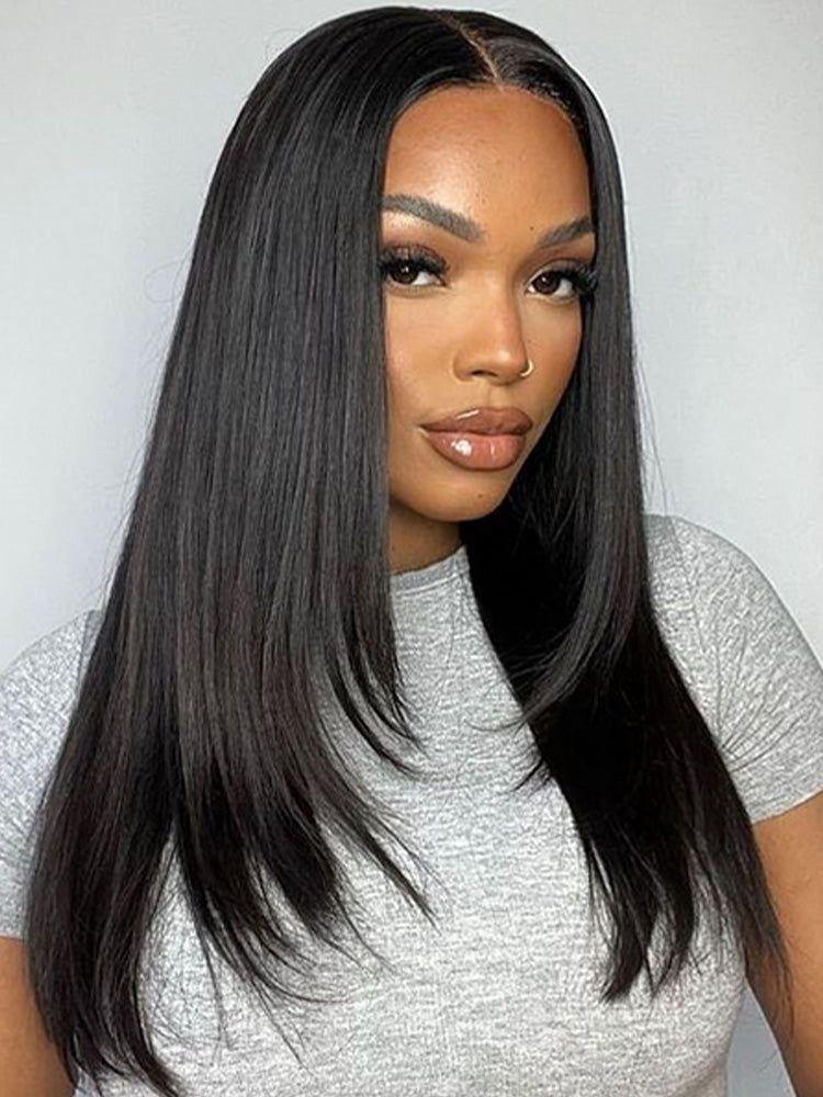 Nadula 13x4 Pre everything™ Face-framing Reathered Layers Yaki Straight Hair
