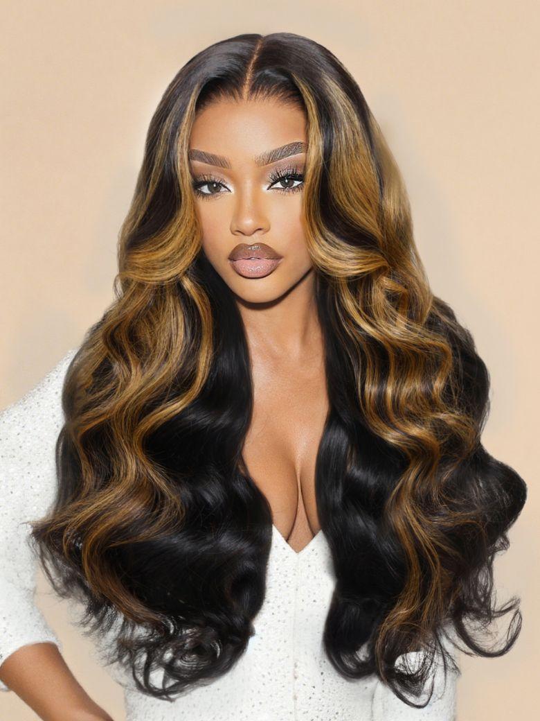 Nadula 7x5 Ombre Brown Highlight Body Wave Wig Caramel Highlight2