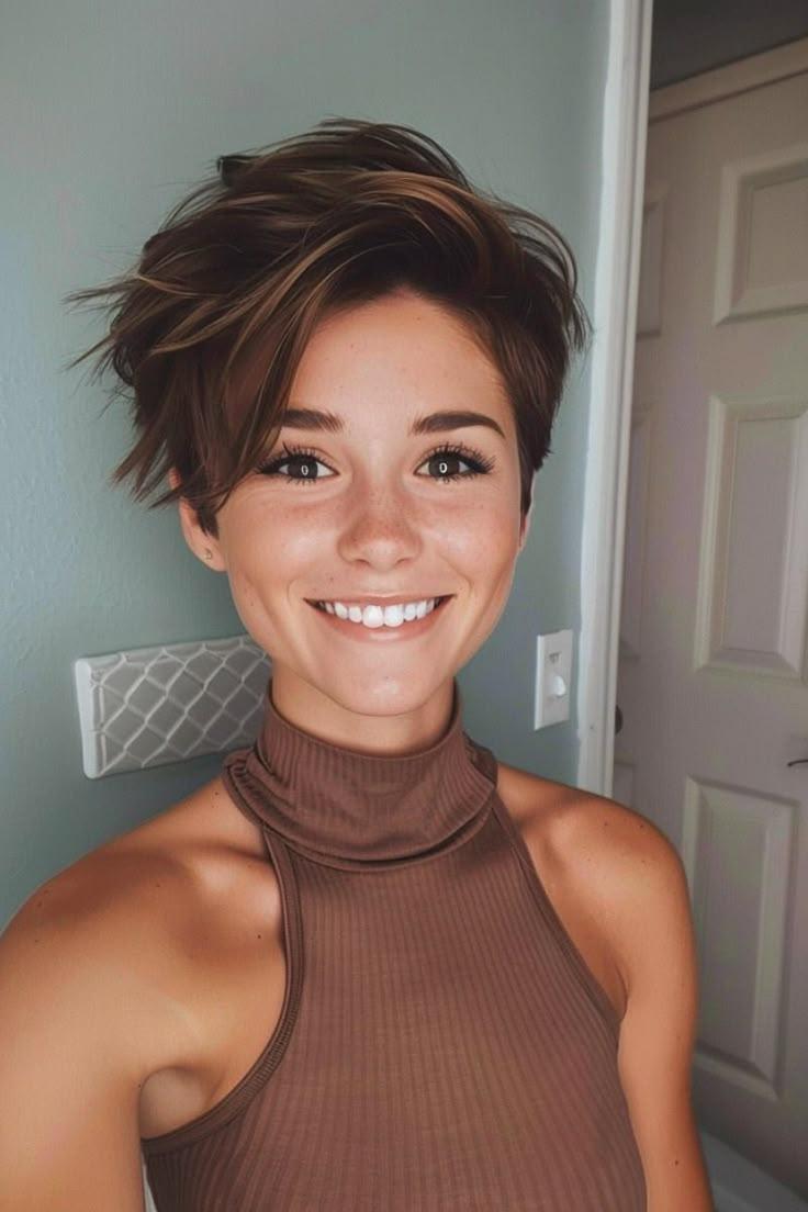 Bambi Brunette Pixie Cut
