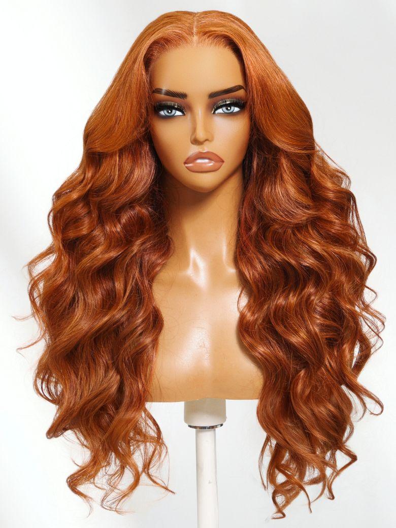 Nadula 13x4 Pre everything™ Copper Orange with Auburn Highlights Body Wave Hair Put On And Go Wig with Drawstring