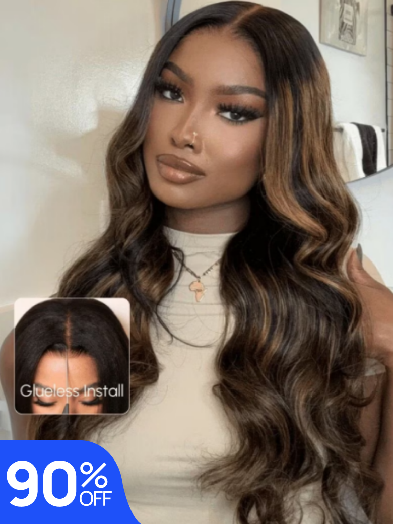 Nadula Flash Sale 7x5 Bye Bye Knots Highlight Balayage Body Wave Lace Closure Shadow Root Human Hair Wig