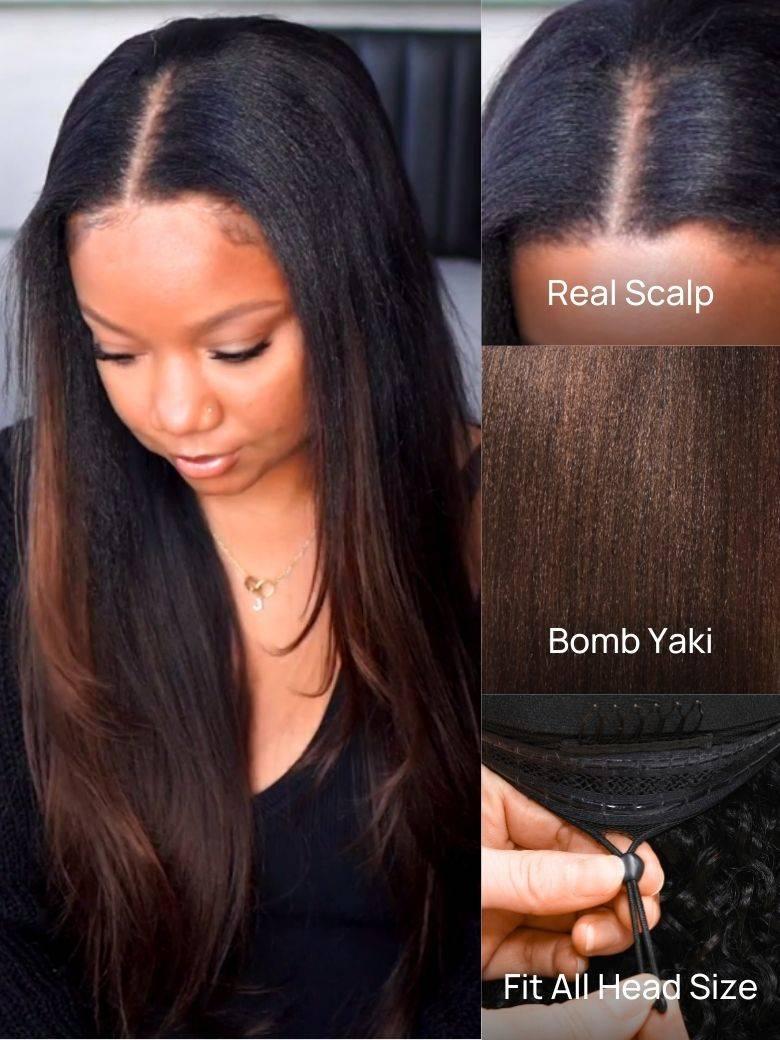 Nadula $100 Off Flash Sale JaiMarii Same| Nadula Lifesaver V Part Yaki Straight Lightweight Glueless Human Hair V Part Wigs