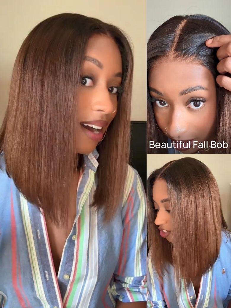 Nadula 7x5 Chestnut Brown Ombre Yaki Straight Put On and2