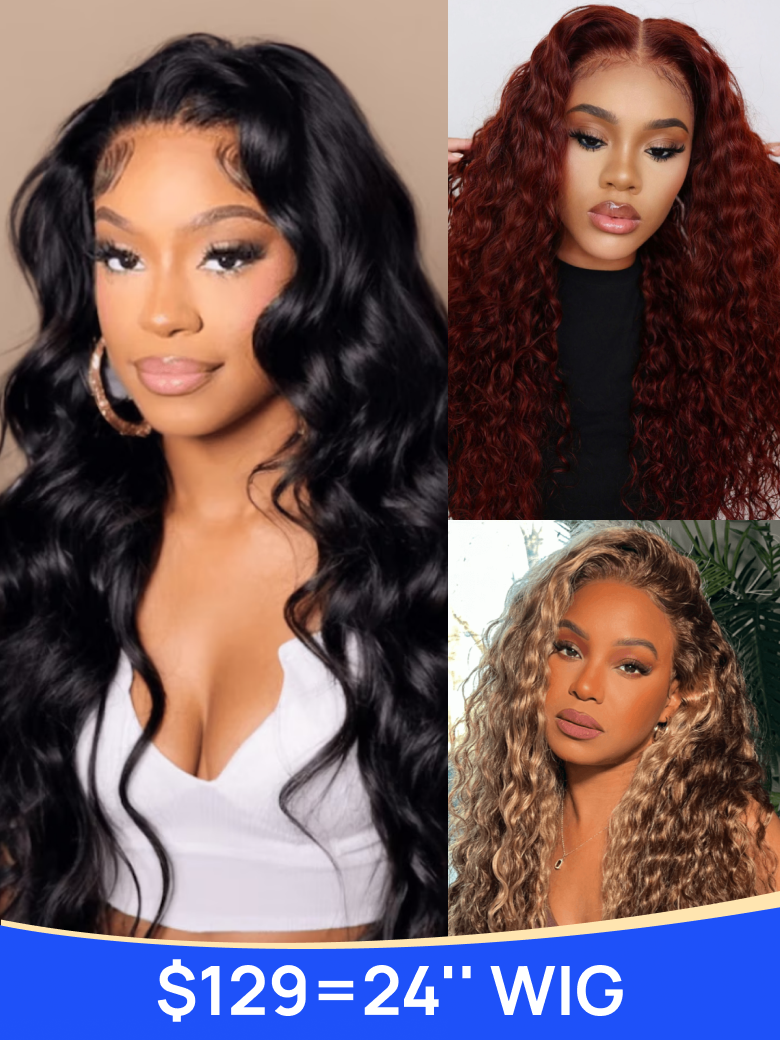 $129=24'' | Nadula Flash Sale 7x5 Byebye Knots Invisible Lace Balayage Highlight Body Wave And 13x4 Water Wave Hair Glueless Human Hair Wigs