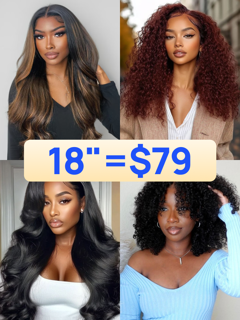 All 18"=$79 | Nadula Flash Sale Hot Selling Wigs with Natural Hairline Put On And Go Human Hair Wigs 150%-200% Density
